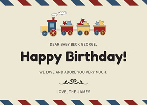 Toy Train Birthday Card Design