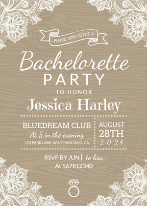 Vintage Bachelorette Invitation Design