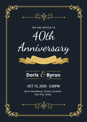 Beautiful 40th Anniversary Invitation Design