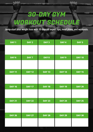 30 Day Gym Workout Schedule Schedule Design