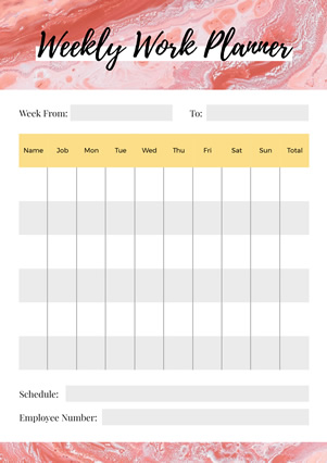 Weekly Work Schedule Schedule Design
