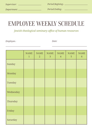 Employee Weekly Schedule Schedule Design